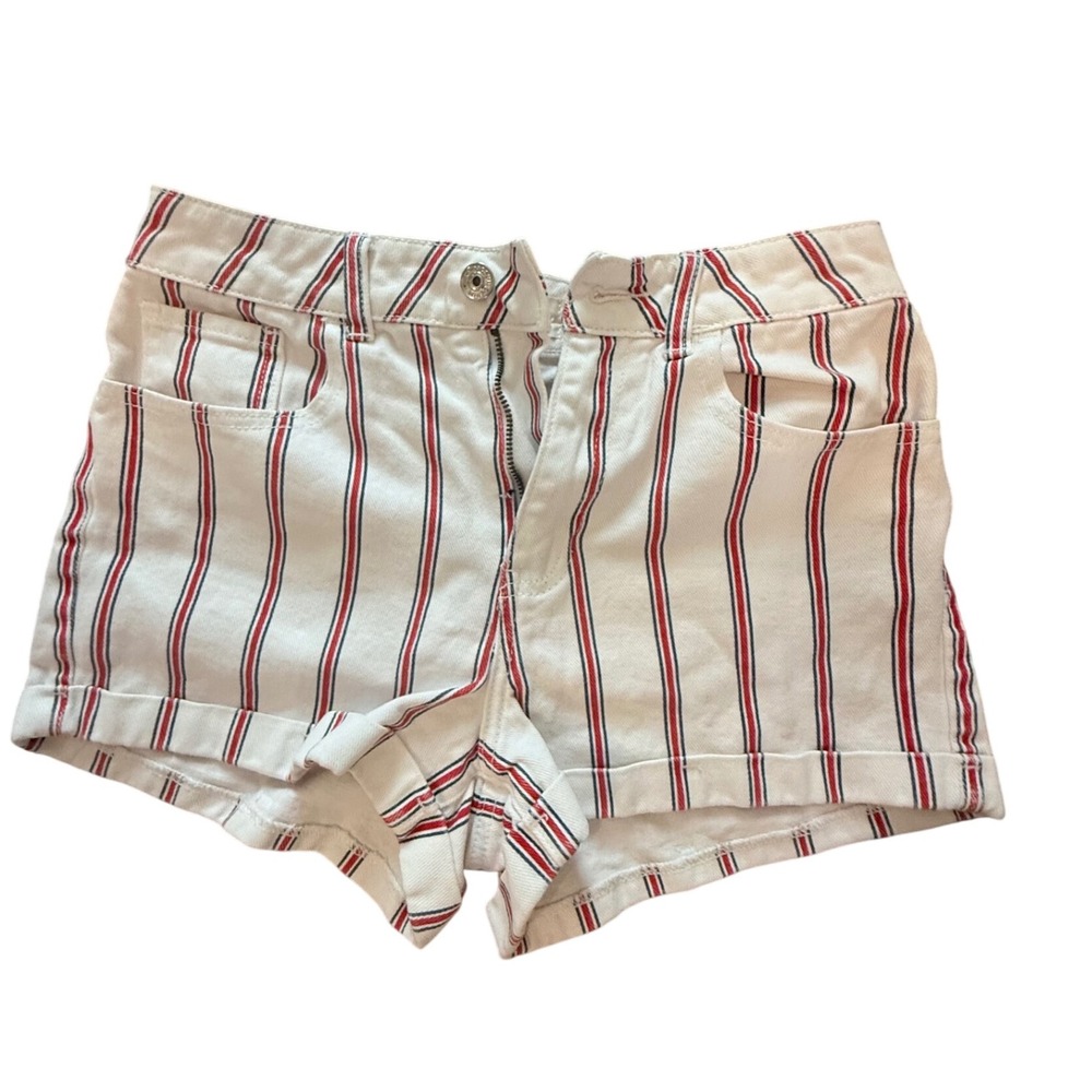 Pacsun Los Angeles Mom Shorts Size 26 White Red Striped Casual Denim